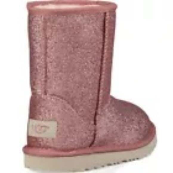 UGG Unisex Child Kids Classic Short II Glitter Fashion Boot in Pink - Picture 3 of 12